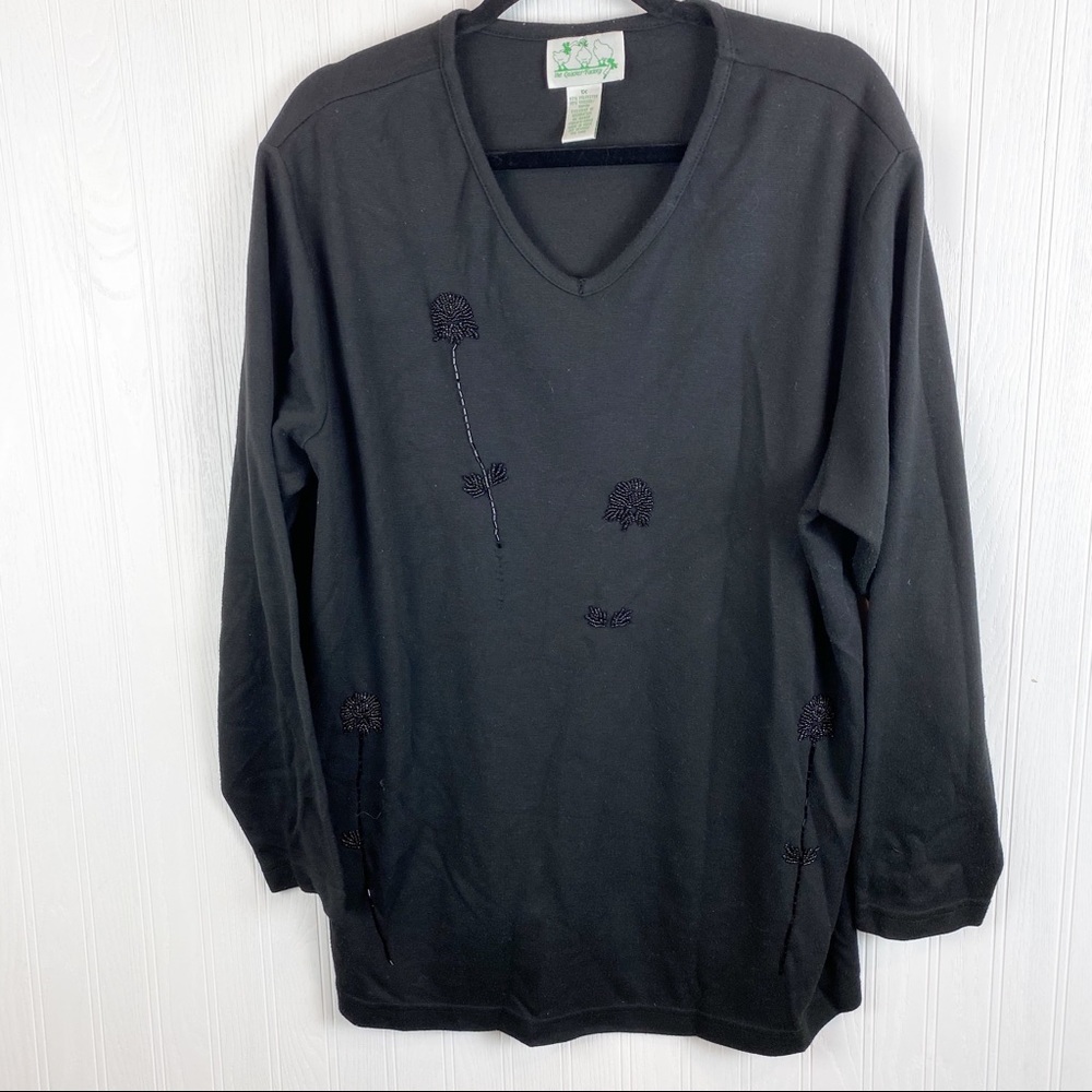 Quacker Factory black long sleeve beaded size 1X‎